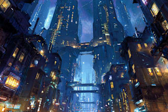 draw a cyberpunk futuristic city art