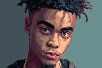 design  you anime pixel art character portrait illustration