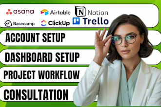 setup workflow project management in basecamp, trello, clickup,and asana