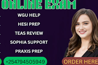 help with wgu, hesi, teas, sophia, straighterline, proctor u, lockdown, praxis