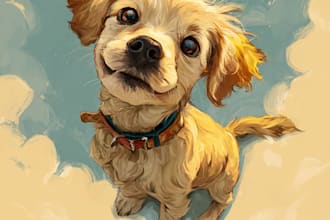 create a pet portrait into cartoon vector