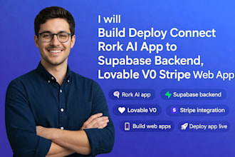build deploy connect rork ai app to supabase backend, lovable v0 stripe web app