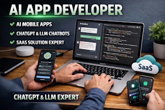 develop ai mobile apps, chatgpt and llm chatbots, and saas solutions
