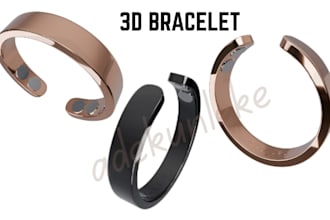 create custom 3d jewellery cad models , bracelet , ring ,3d jewellery animation