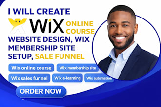 create wix online course website design, wix membership site setup, sale funnel