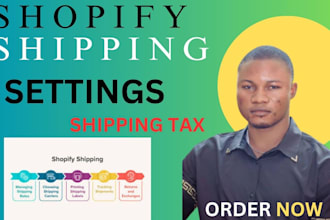 set up shopify shipping tax, setup shopify bookkepping,  bugs fix settings