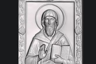 make 3d saint bas relief model , wall decor for print, 3d mythological relief