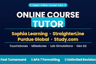 tutor sophia learning, straighterline, purdue global and study com students
