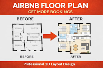 create a clean airbnb floor plan for your listing only 2d