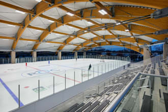 recreate sport complex, hockey pitch, pool area, padel court, sport arena render