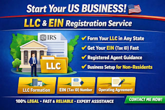 register your llc and obtain ein with full US business setup