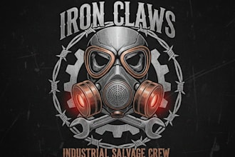 do gas mask logo design  bold, tactical streetwear branding