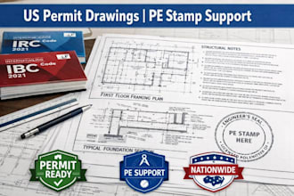 provide architectural drawings with pe stamp support for US permits
