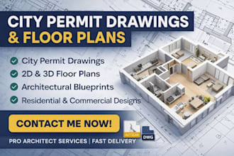 do city permit drawing, 2d floor plan 3d floor plan blueprints and 3d rendering