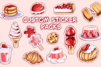 create kawaii stickers, cute clip arts, doodles, sticker packs