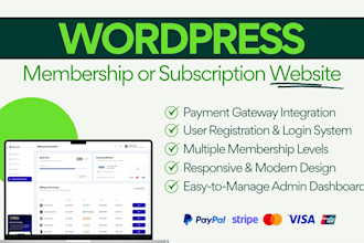build wordpress membership or subscription website with payment system