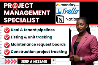setup monday CRM trello notion for real estate property management construction