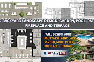 do backyard landscape design, garden, pool, patio, fireplace and terrace