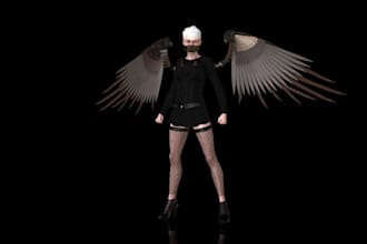 model realistic 3d avatar rig with face morph steampunk style character animate
