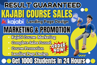 promote kajabi online course with SEO sales funnel, and kajabi website design
