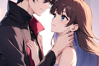 draw you anime couple art portrait