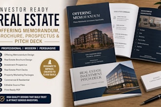design real estate offering memorandum brochure, pitch deck, prospectus, booklet