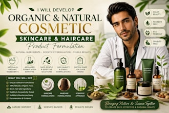 develop organic and natural cosmetic skincare, haircare product formulation