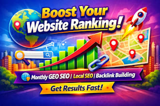 optimize monthly website GEO SEO aeo, local and off page backlink building