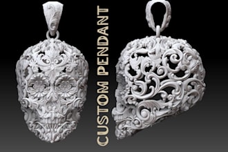make custom 3d pendant and jewelry cad model  rings earring stl for 3d printing