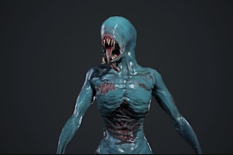 3d monster model, roblox creature, fantasy dnd character, alien, scary halloween