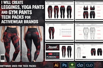 create leggings, yoga pants and gym pants tech packs for activewear brands