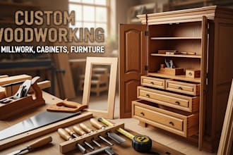create custom woodworking, DIY, millwork, cabinet, furniture design