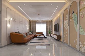 design classic living room interior in 3d render