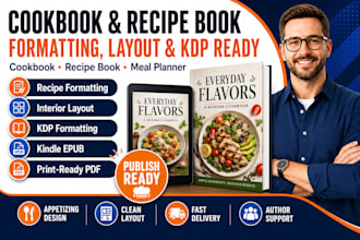 format, design, and publish ready your cookbook for amazon KDP