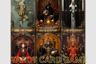 illustrate tarot cards, oracle card game and tarot card for broad games