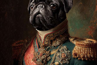 create custom royal pet portrait in high quality
