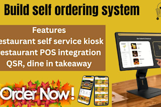 design restaurant touchscreen self ordering qsr kiosk system pos synced lcd menu