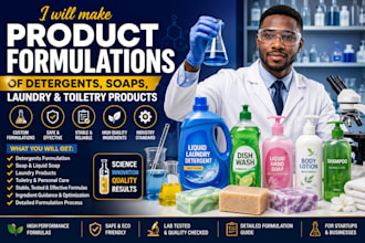 make product formulations of detergents, soaps, laundry and toiletry products