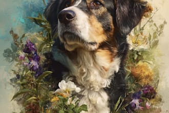 create a custom pet portrait from your favorite photo, memorial gifts