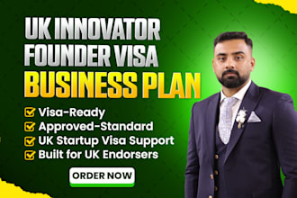 write a UK innovator founder visa business plan with financial projection