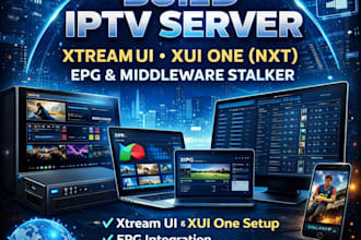 build latest iptv server xtream ui xui one nxt, epg and middleware stalker