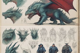 draw concept art for characters, dragons and monsters