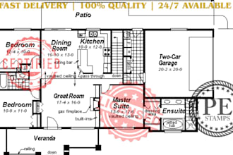 draw, review stamp engineering drawing city permit pe stamp floor plan architect