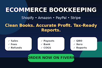 do ecommerce bookkeeping for shopify, amazon, paypal, stripe in quickbooks xero
