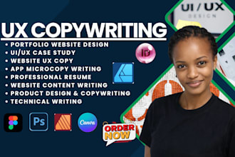 do your ui ux copy, website copywriting, ad case study for portfolio microcopy