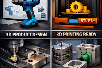 do 3d cad modeling for product manufacturing and 3d printing with cnc