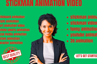 create custom 2d stickman animation for videos