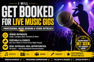 book live music gigs and performance opportunities for artists djs and bands