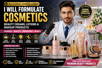 formulate cosmetics, beauty creams, lotions, and make up products as a chemist