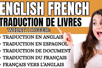 faire une traduction professionnelle de livres de langlais vers le francais